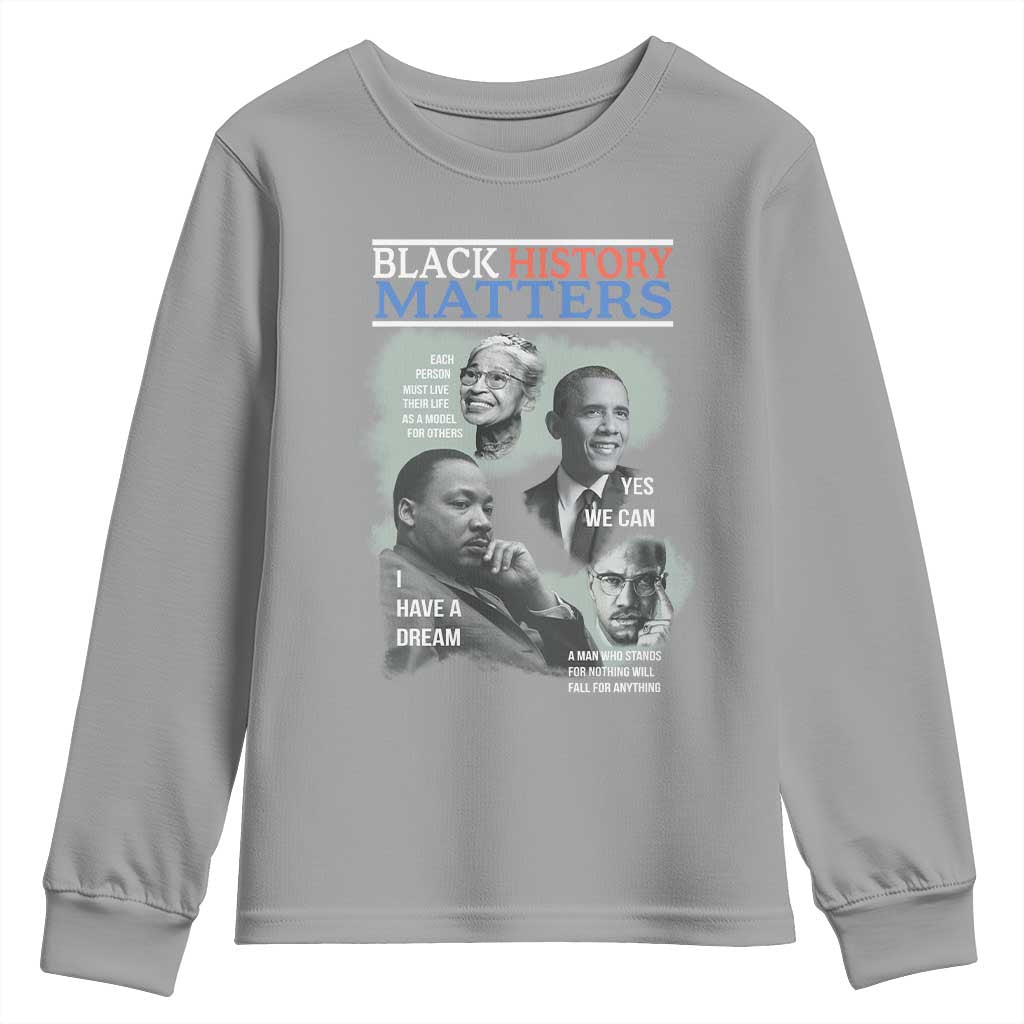 Black History Inspirational Youth Sweatshirt MLK Malcolm X Obama Rosa Parks Tribute - African Pride