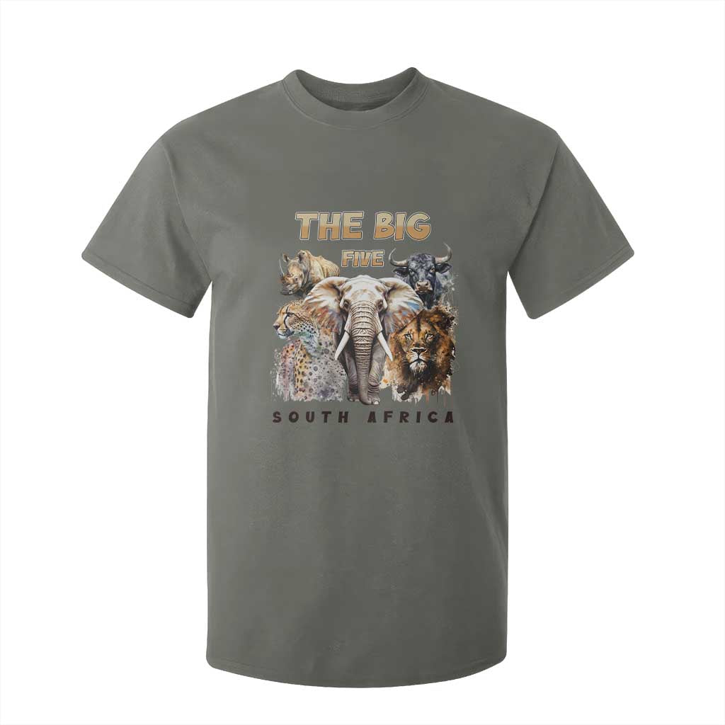 The Big Five South Africa T Shirt For Kid Elephant Lion Rhino Buffalo Leopard Animals Safari Wildlife