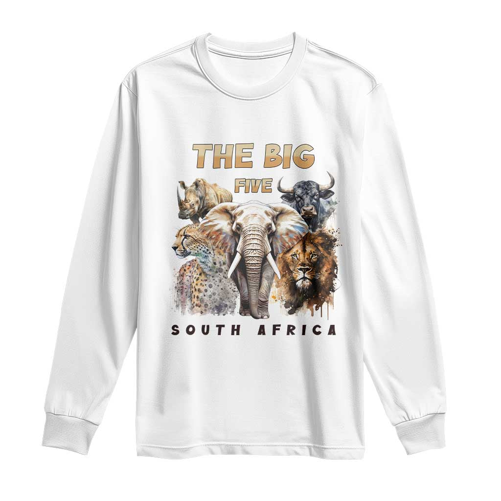 The Big Five South Africa Long Sleeve Shirt Elephant Lion Rhino Buffalo Leopard Animals Safari Wildlife