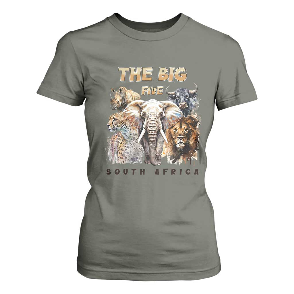 The Big Five South Africa T Shirt For Women Elephant Lion Rhino Buffalo Leopard Animals Safari Wildlife