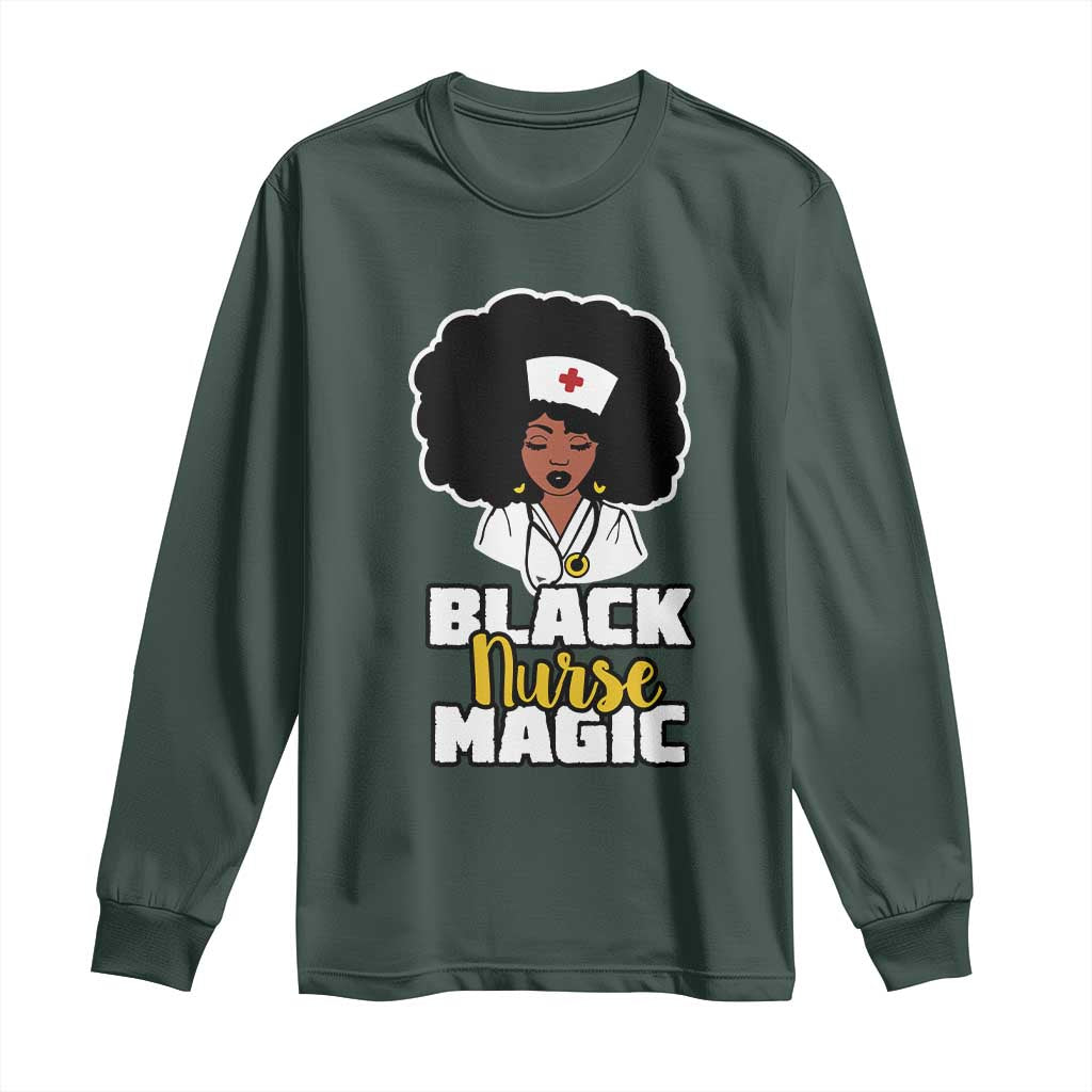 Black Nurse Magic Long Sleeve Shirt Afro Melanin RN Nursing Woman