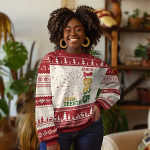 Juneteenth Since 1865 Knit Sweatshirt Freedom Black History Independence Day