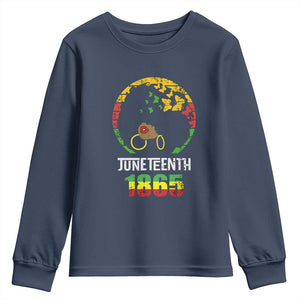 Juneteenth 1865 Youth Long Sleeve Shirt Retro Black Woman Pride