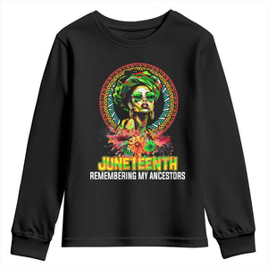 Juneteenth 1865 Youth Long Sleeve Shirt Remembering Ancestors African American Woman