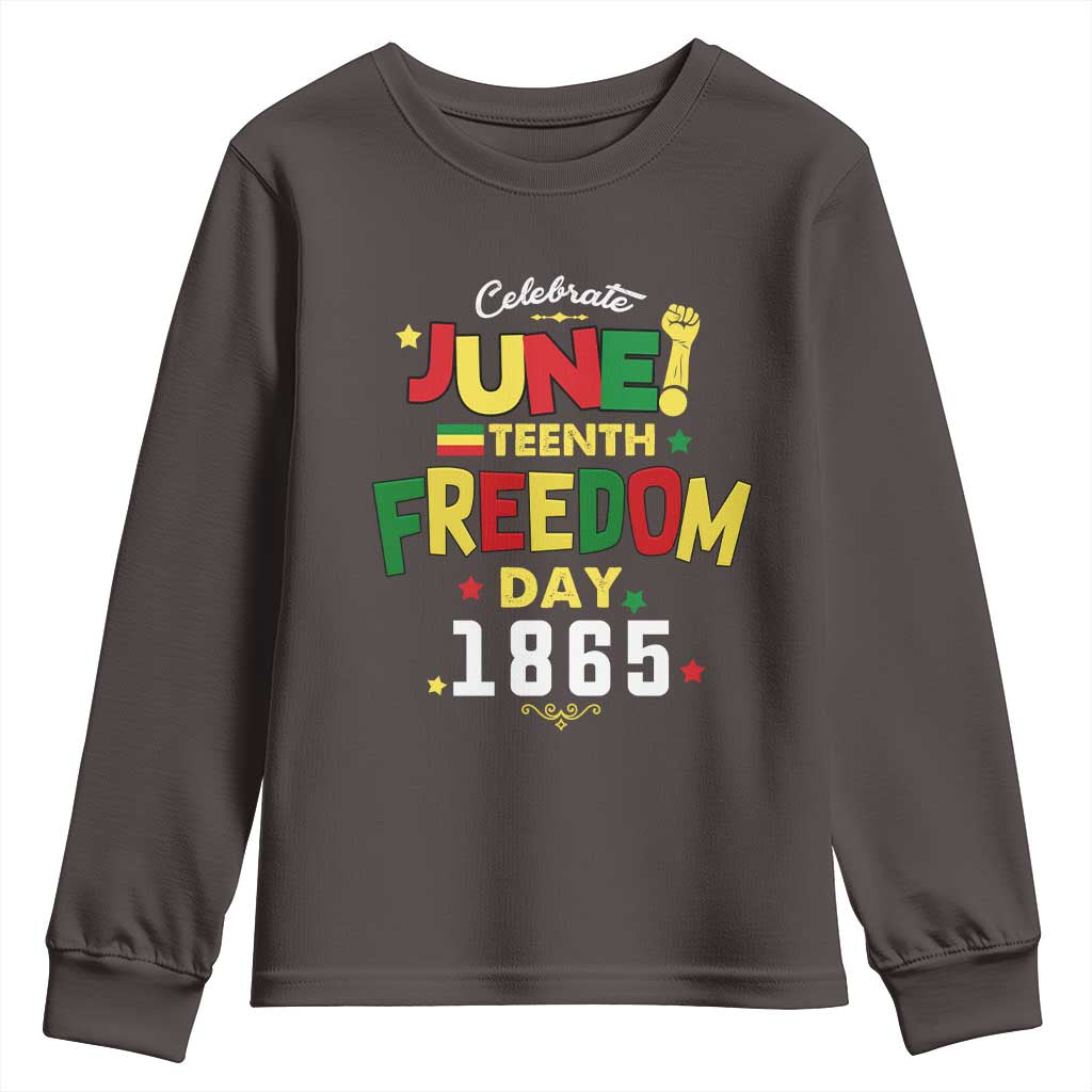 Celebrate Juneteenth 1865 Youth Long Sleeve Shirt Freedom Day Black History Independence