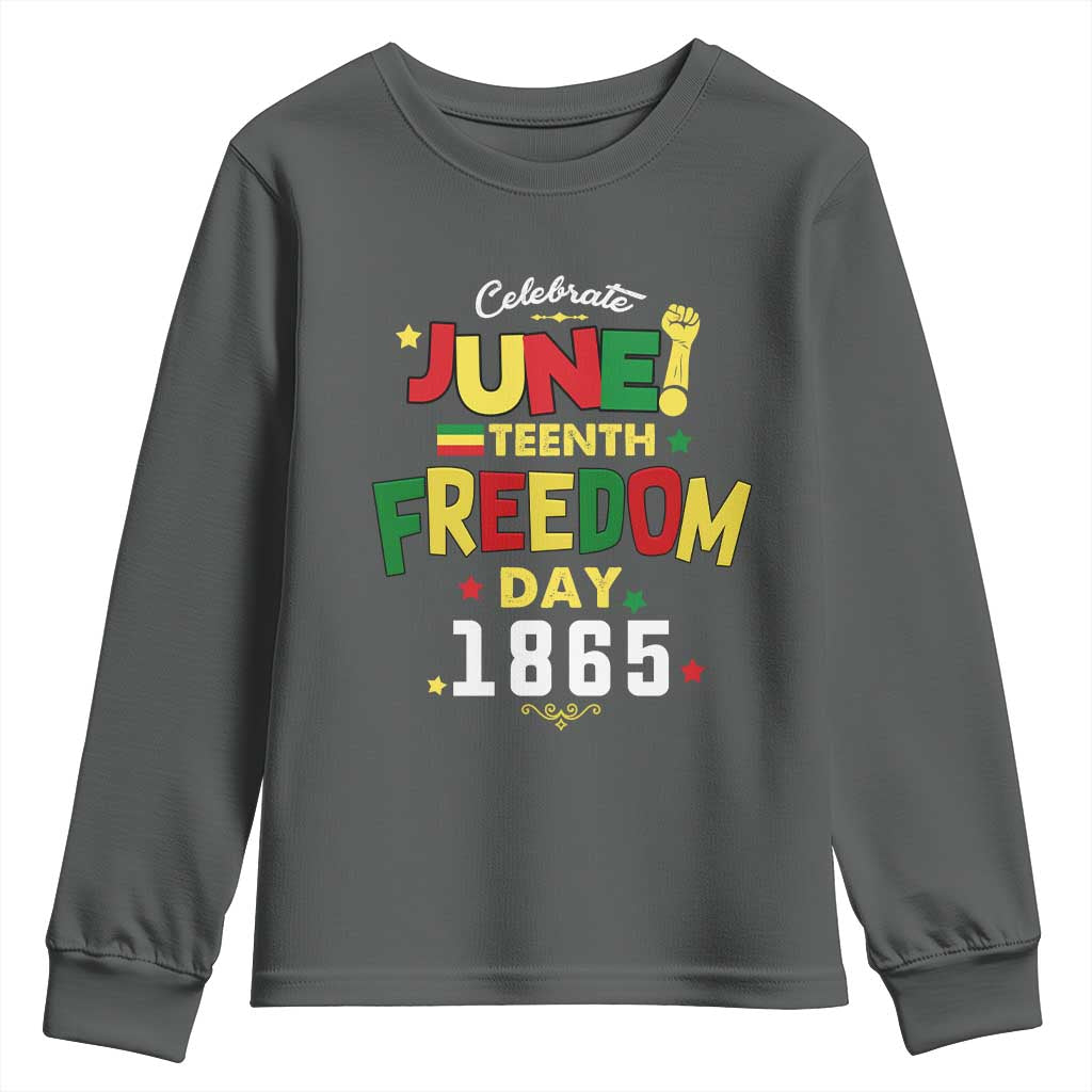 Celebrate Juneteenth 1865 Youth Long Sleeve Shirt Freedom Day Black History Independence