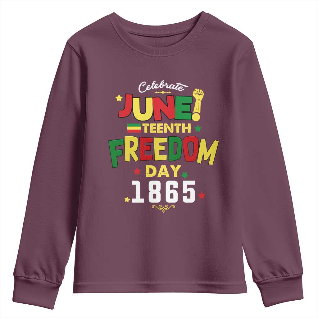 Celebrate Juneteenth 1865 Youth Long Sleeve Shirt Freedom Day Black History Independence