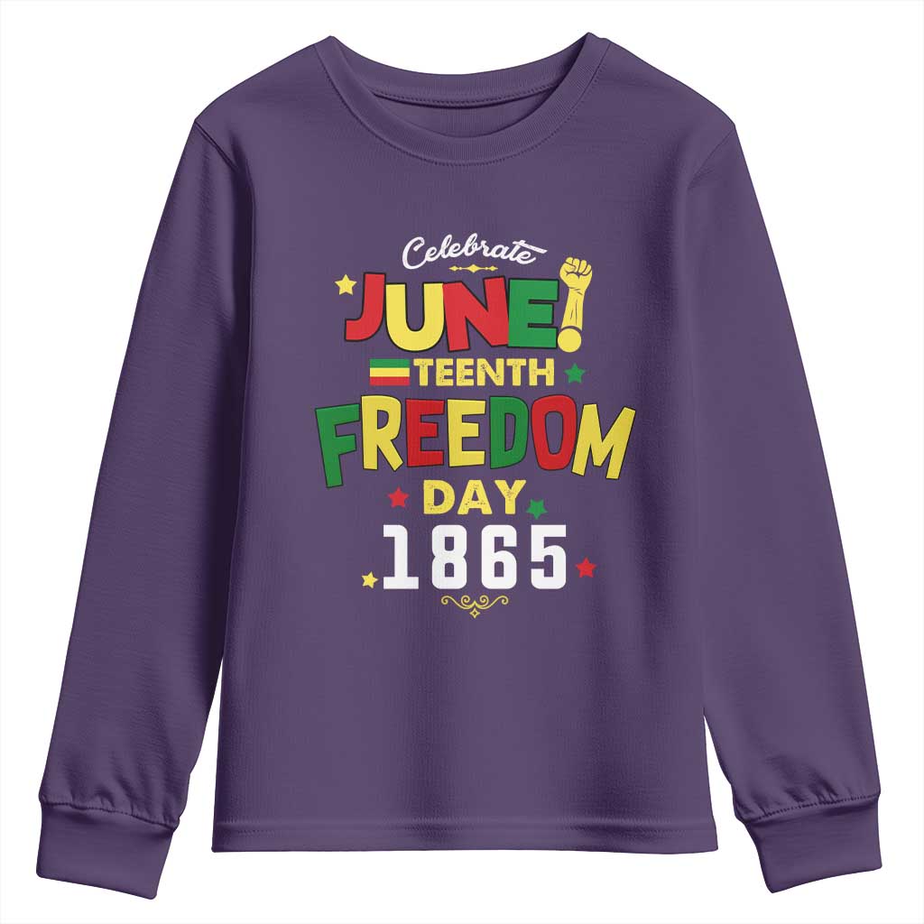 Celebrate Juneteenth 1865 Youth Long Sleeve Shirt Freedom Day Black History Independence
