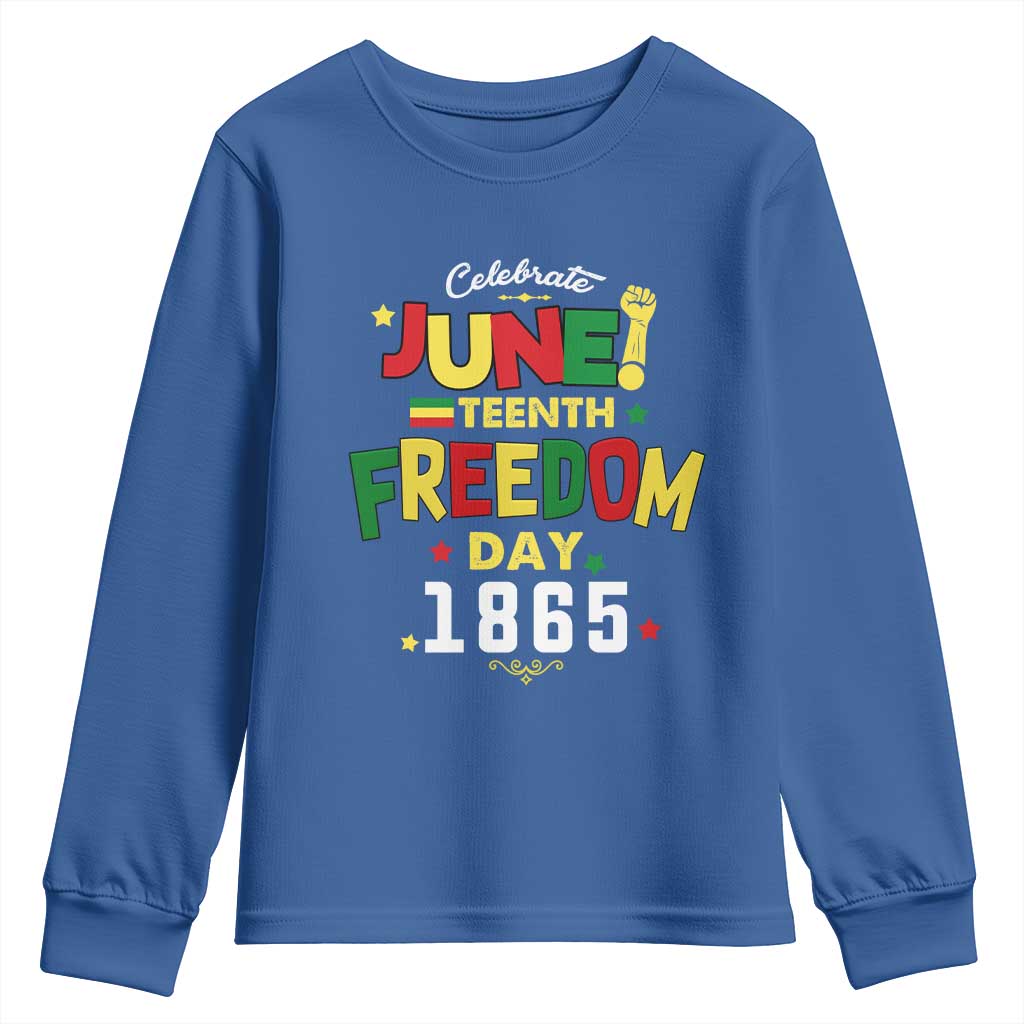 Celebrate Juneteenth 1865 Youth Long Sleeve Shirt Freedom Day Black History Independence