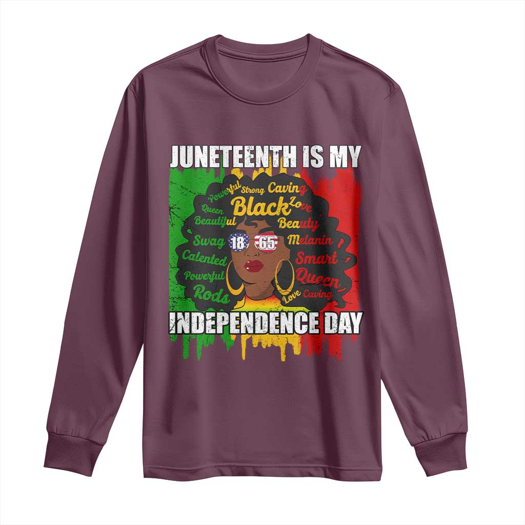 Juneteenth Is My Independence Day Long Sleeve Shirt Since 1865 African American Woman