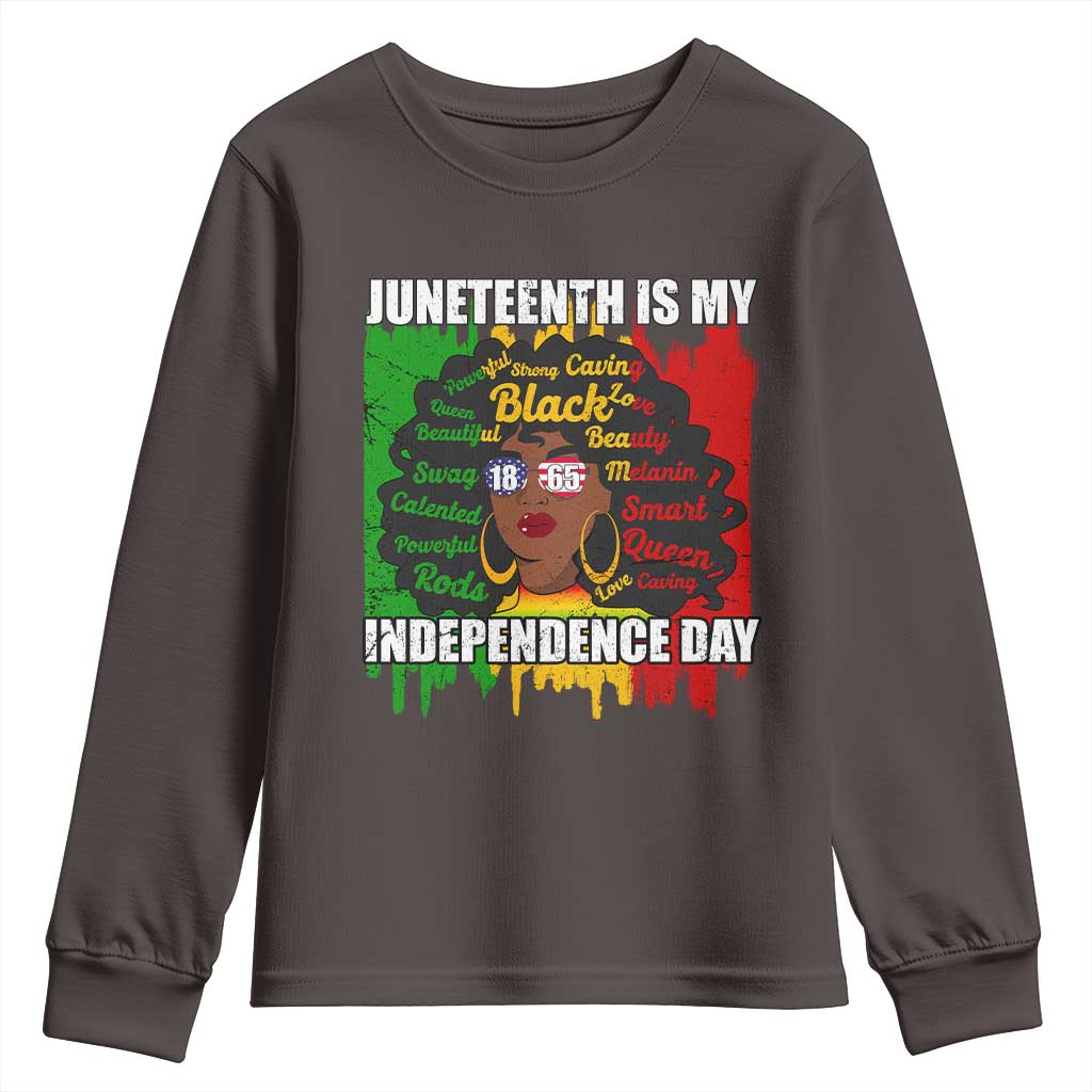 Juneteenth Is My Independence Day Youth Long Sleeve Shirt Since 1865 African American Woman