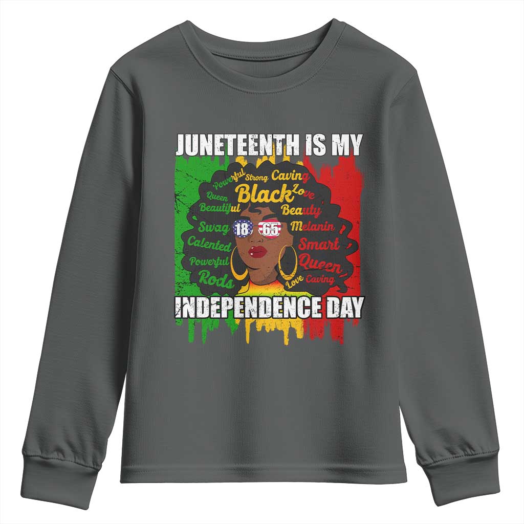 Juneteenth Is My Independence Day Youth Long Sleeve Shirt Since 1865 African American Woman