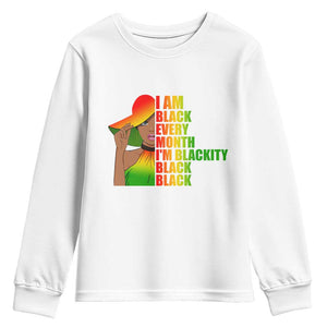 I Am Black Every Month Youth Long Sleeve Shirt Blackity Slay Woman African Pride