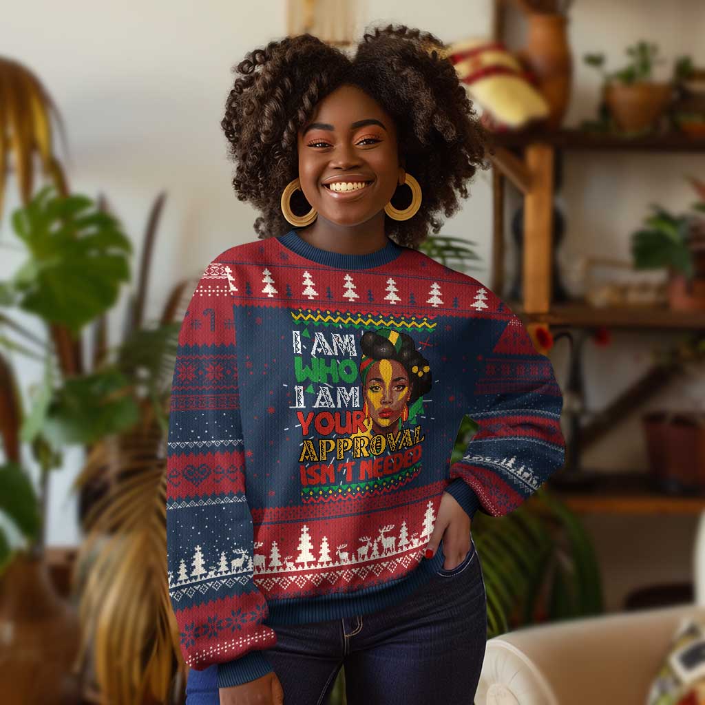 Black Queen Pride Knit Sweatshirt I Am Who I Am Your Approval Isn't Needed