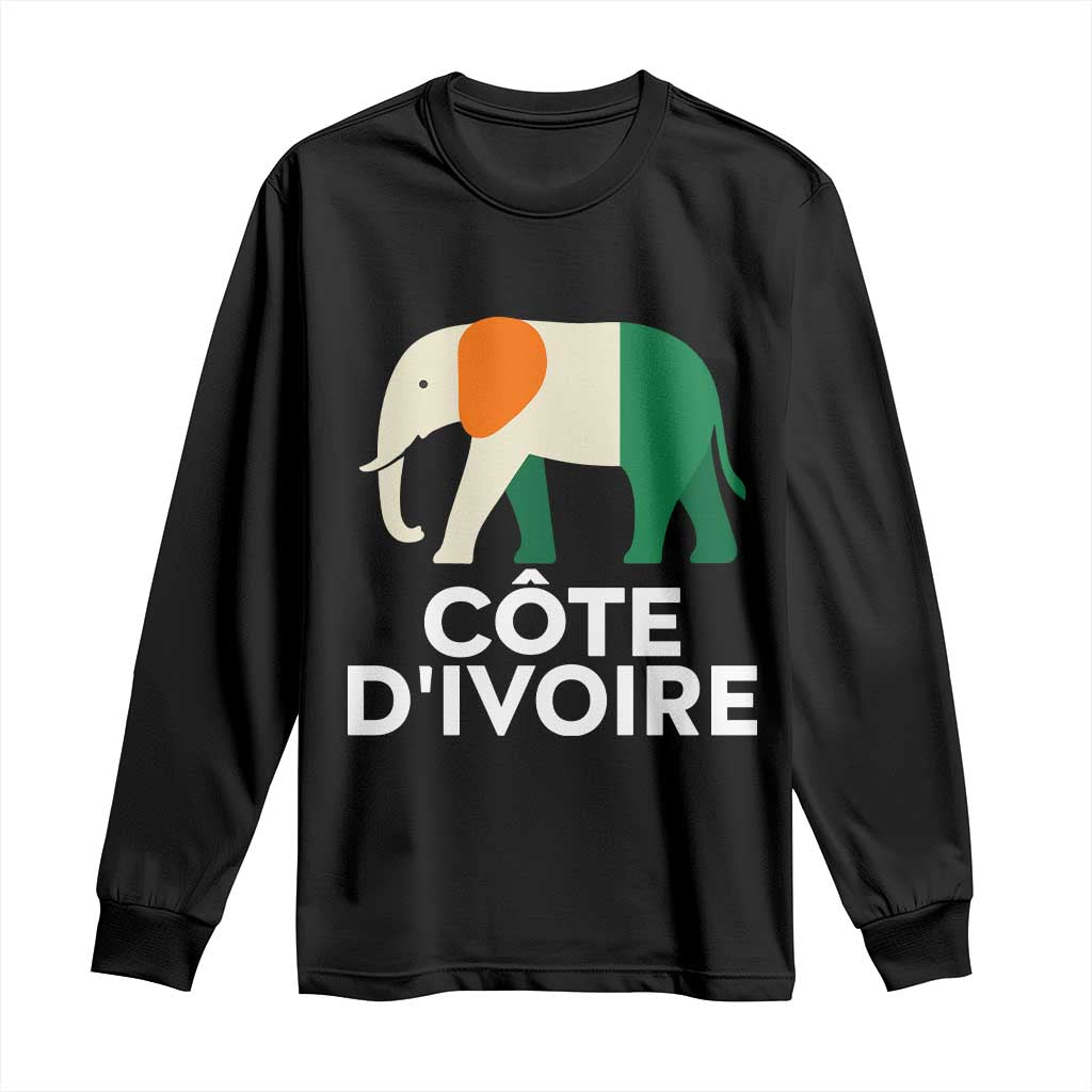 Proud Côte d'Ivoire Elephant Ivory Coast Flag Long Sleeve Shirt Ivorian Pride Retro Souvenir