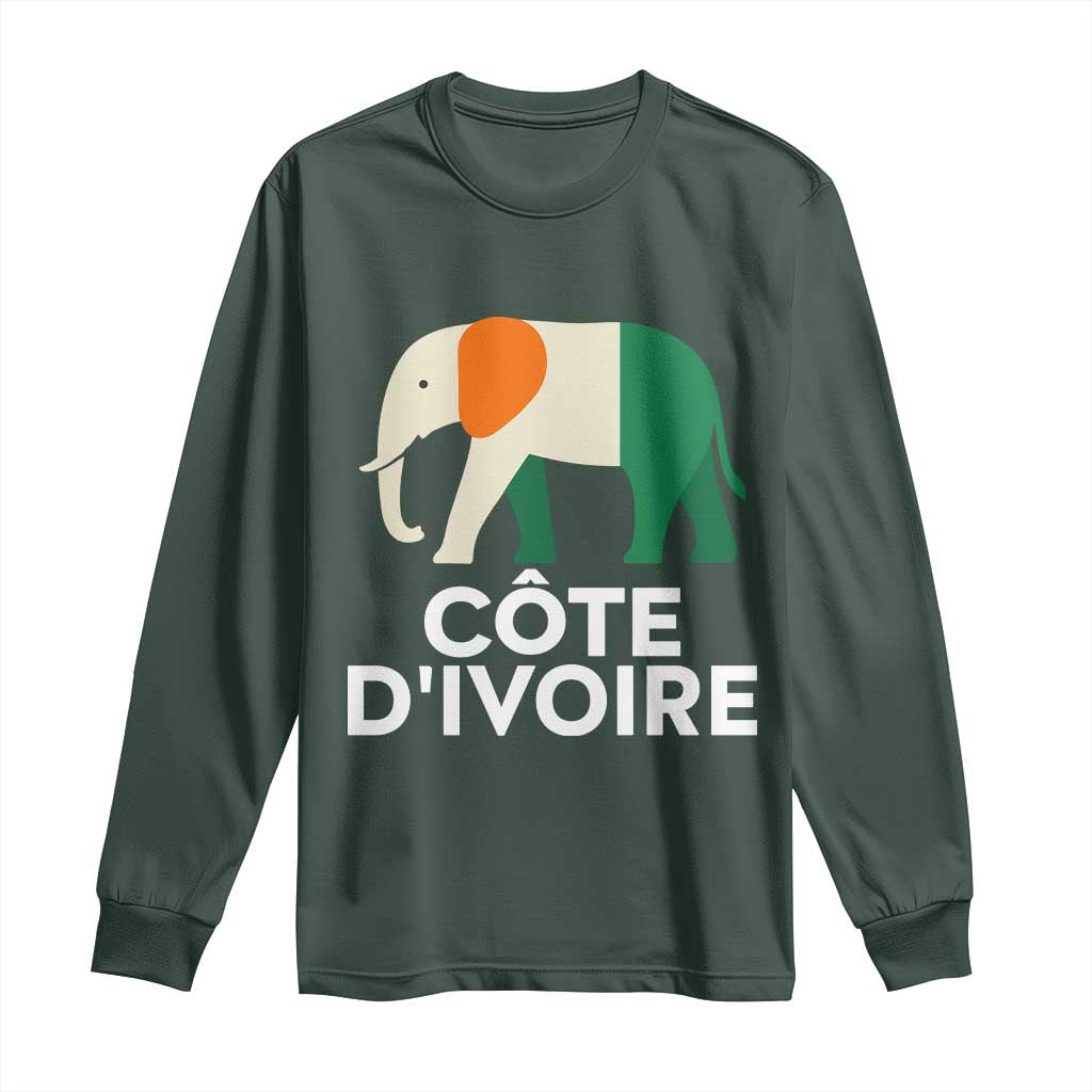 Proud Côte d'Ivoire Elephant Ivory Coast Flag Long Sleeve Shirt Ivorian Pride Retro Souvenir