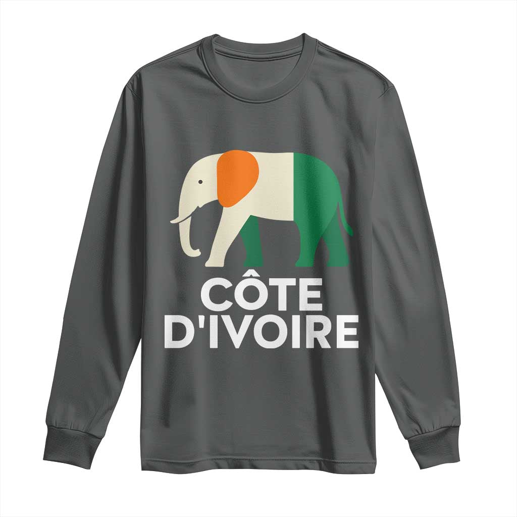 Proud Côte d'Ivoire Elephant Ivory Coast Flag Long Sleeve Shirt Ivorian Pride Retro Souvenir