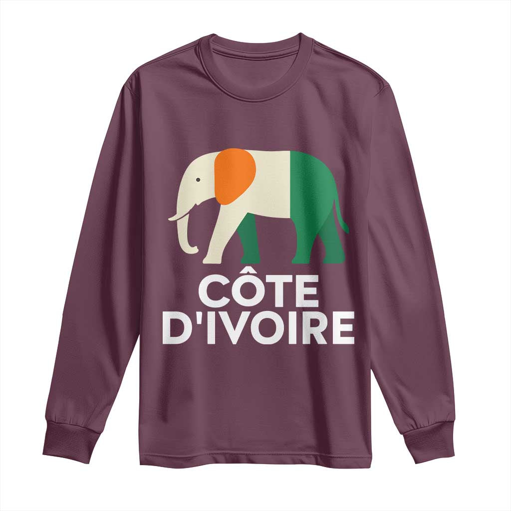 Proud Côte d'Ivoire Elephant Ivory Coast Flag Long Sleeve Shirt Ivorian Pride Retro Souvenir