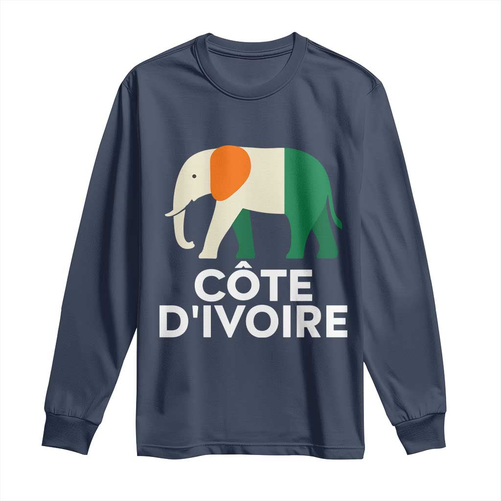 Proud Côte d'Ivoire Elephant Ivory Coast Flag Long Sleeve Shirt Ivorian Pride Retro Souvenir
