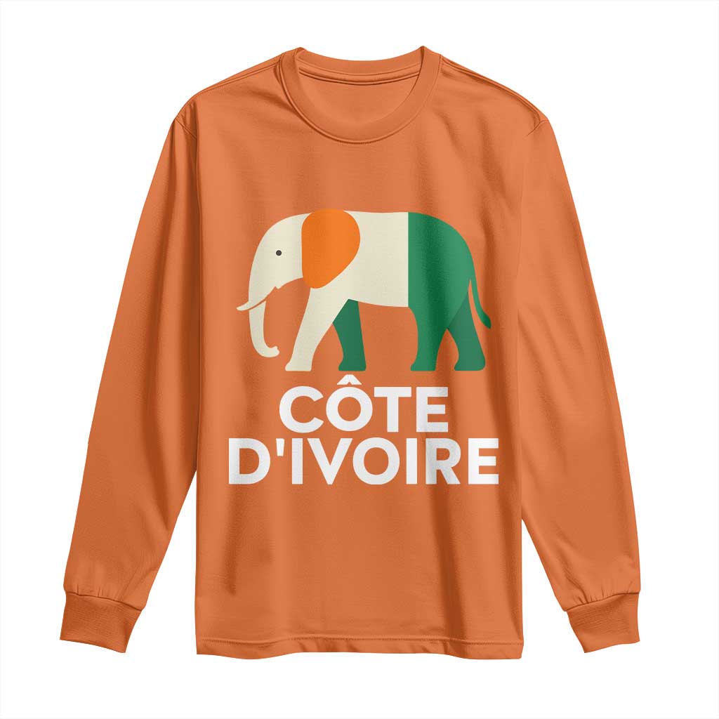 Proud Côte d'Ivoire Elephant Ivory Coast Flag Long Sleeve Shirt Ivorian Pride Retro Souvenir