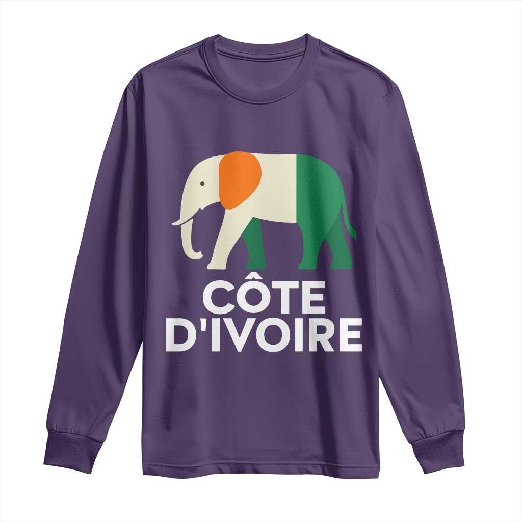 Proud Côte d'Ivoire Elephant Ivory Coast Flag Long Sleeve Shirt Ivorian Pride Retro Souvenir