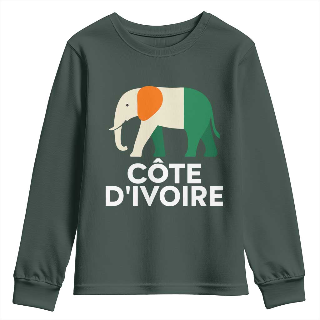 Proud Côte d'Ivoire Elephant Ivory Coast Flag Youth Sweatshirt Ivorian Pride Retro Souvenir