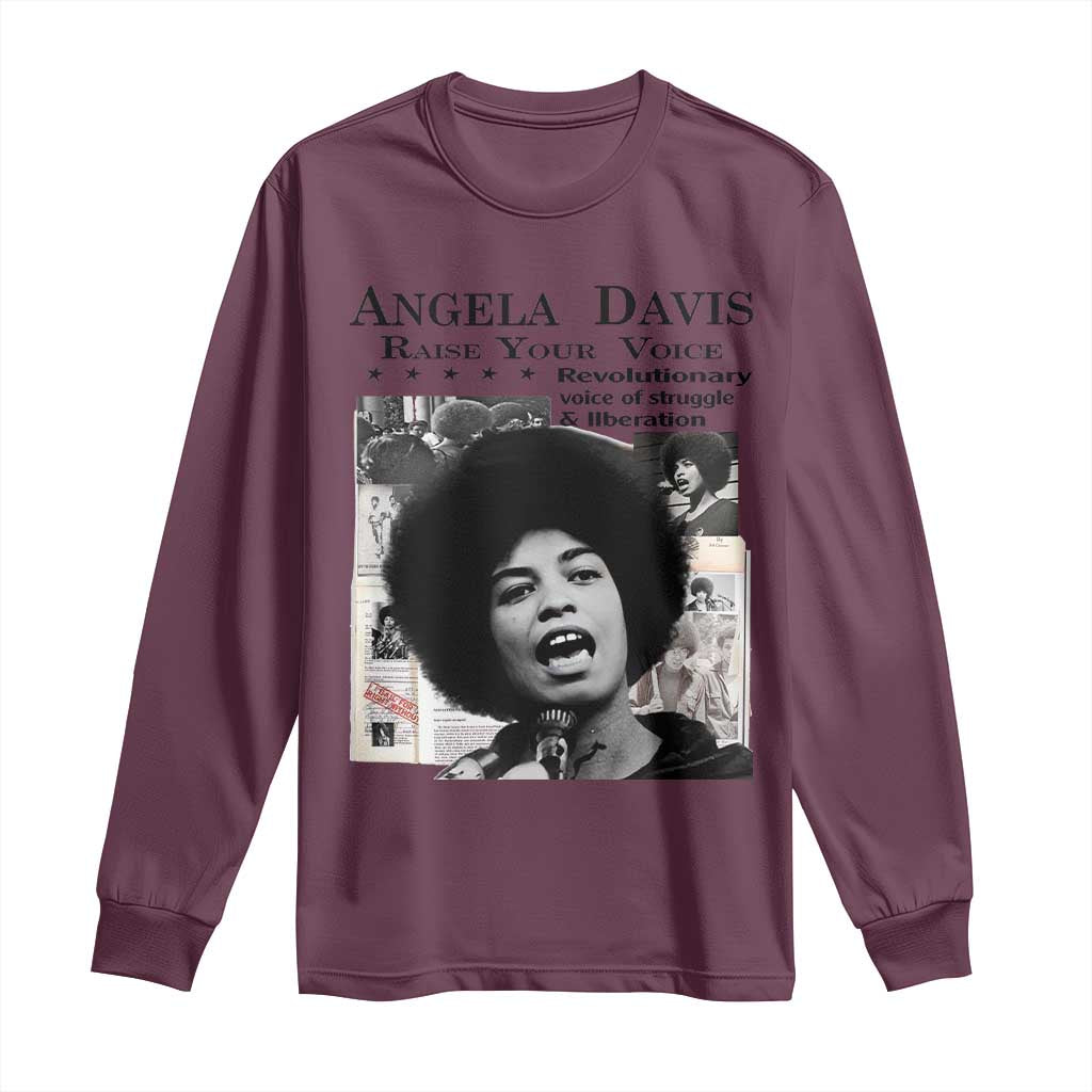 Angela Davis Long Sleeve Shirt Raise Your Voice Revolutionary Power Liberation - African Pride