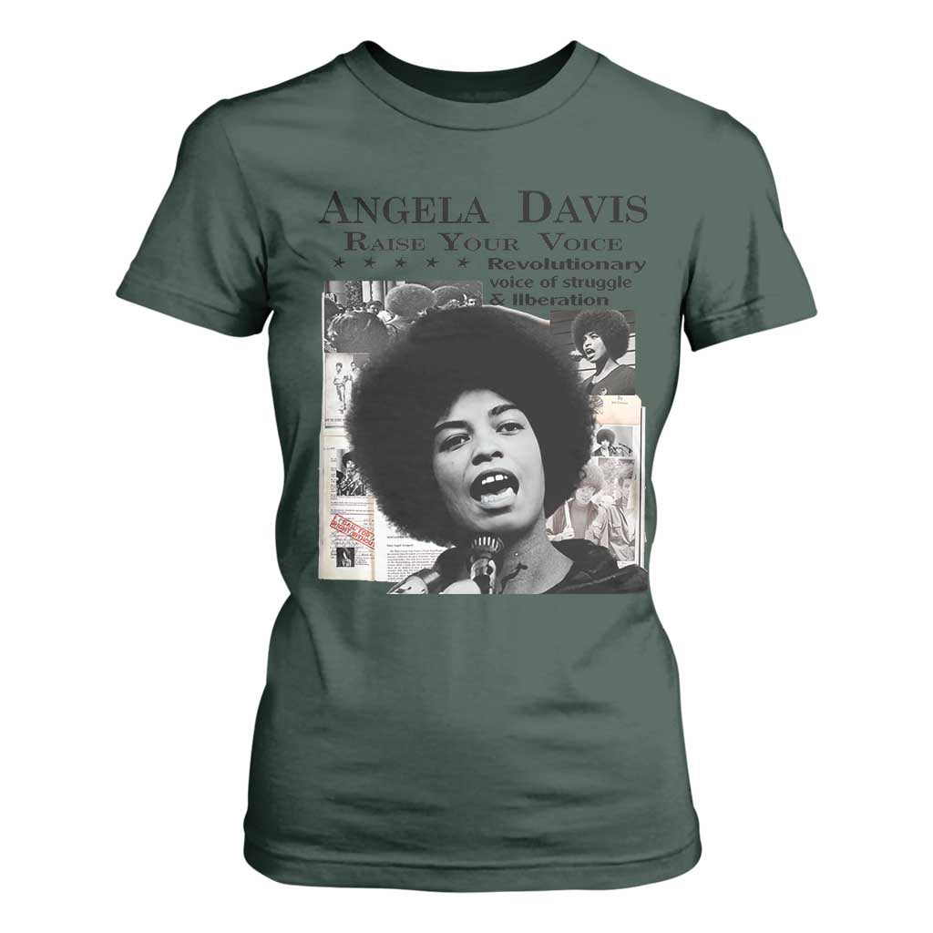 Angela Davis T Shirt For Women Raise Your Voice Revolutionary Power Liberation - African Pride