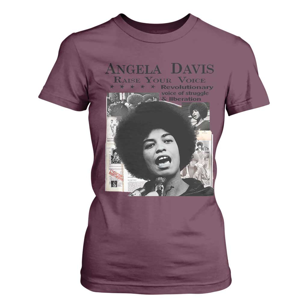 Angela Davis T Shirt For Women Raise Your Voice Revolutionary Power Liberation - African Pride