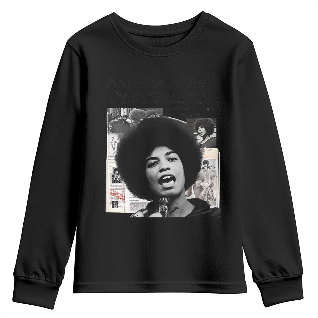 Angela Davis Youth Sweatshirt Raise Your Voice Revolutionary Power Liberation - African Pride