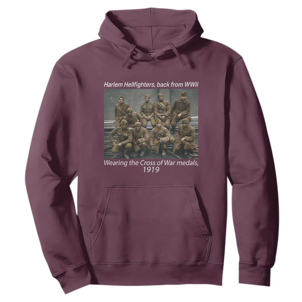 Harlem Hellfighters 1919 WWII Heroes Hoodie Cross of War Medal African American Black History - African Pride