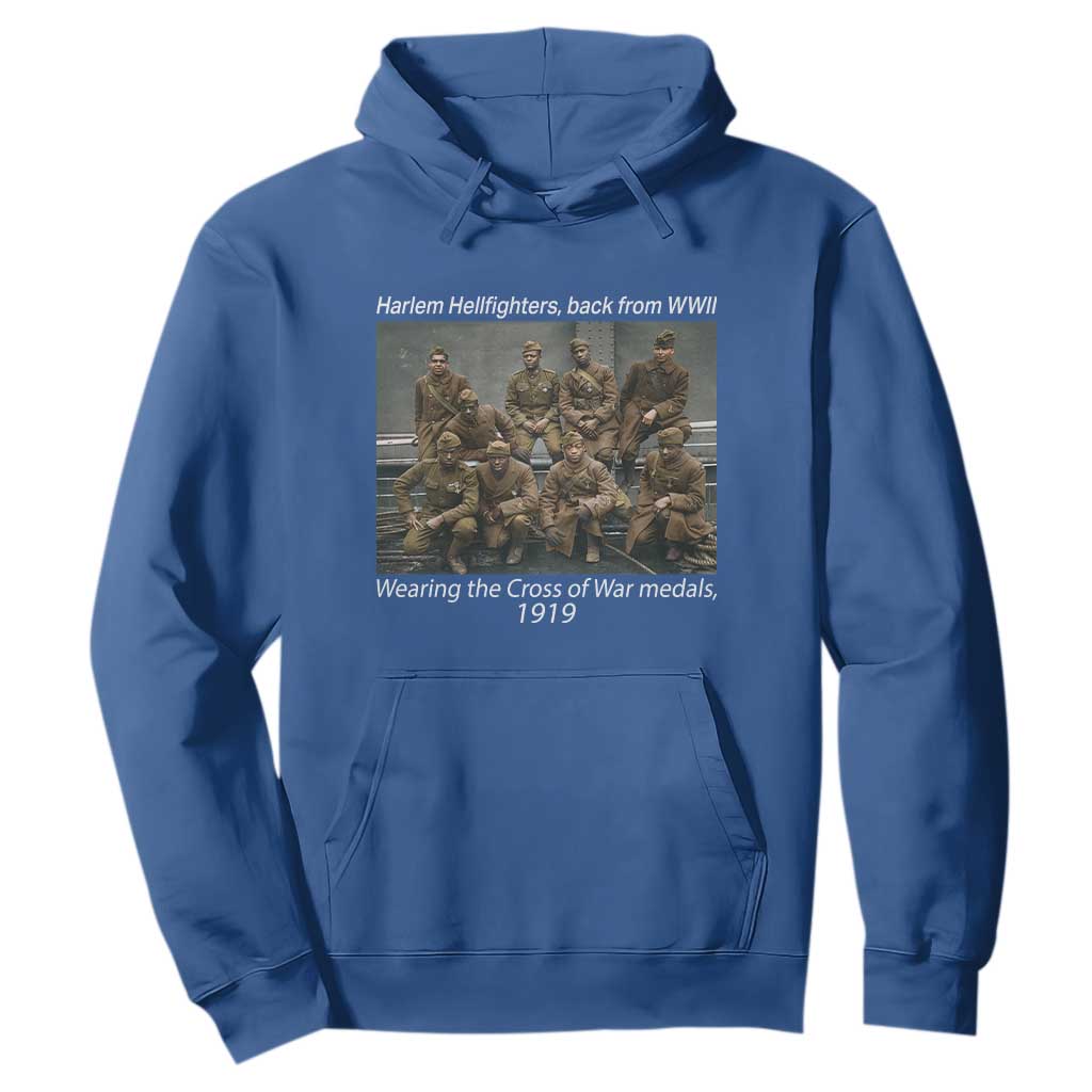 Harlem Hellfighters 1919 WWII Heroes Hoodie Cross of War Medal African American Black History - African Pride