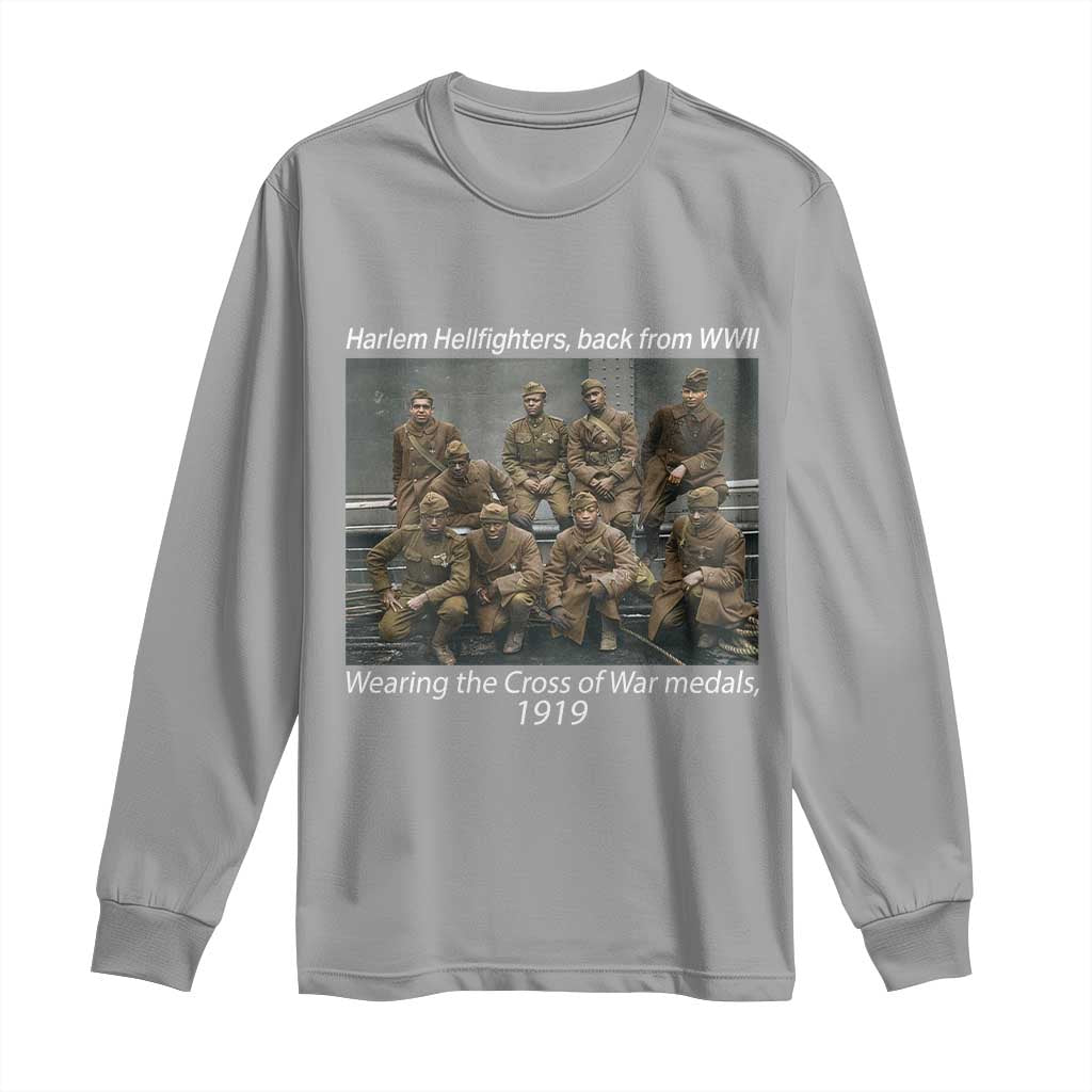 Harlem Hellfighters 1919 WWII Heroes Long Sleeve Shirt Cross of War Medal African American Black History - African Pride