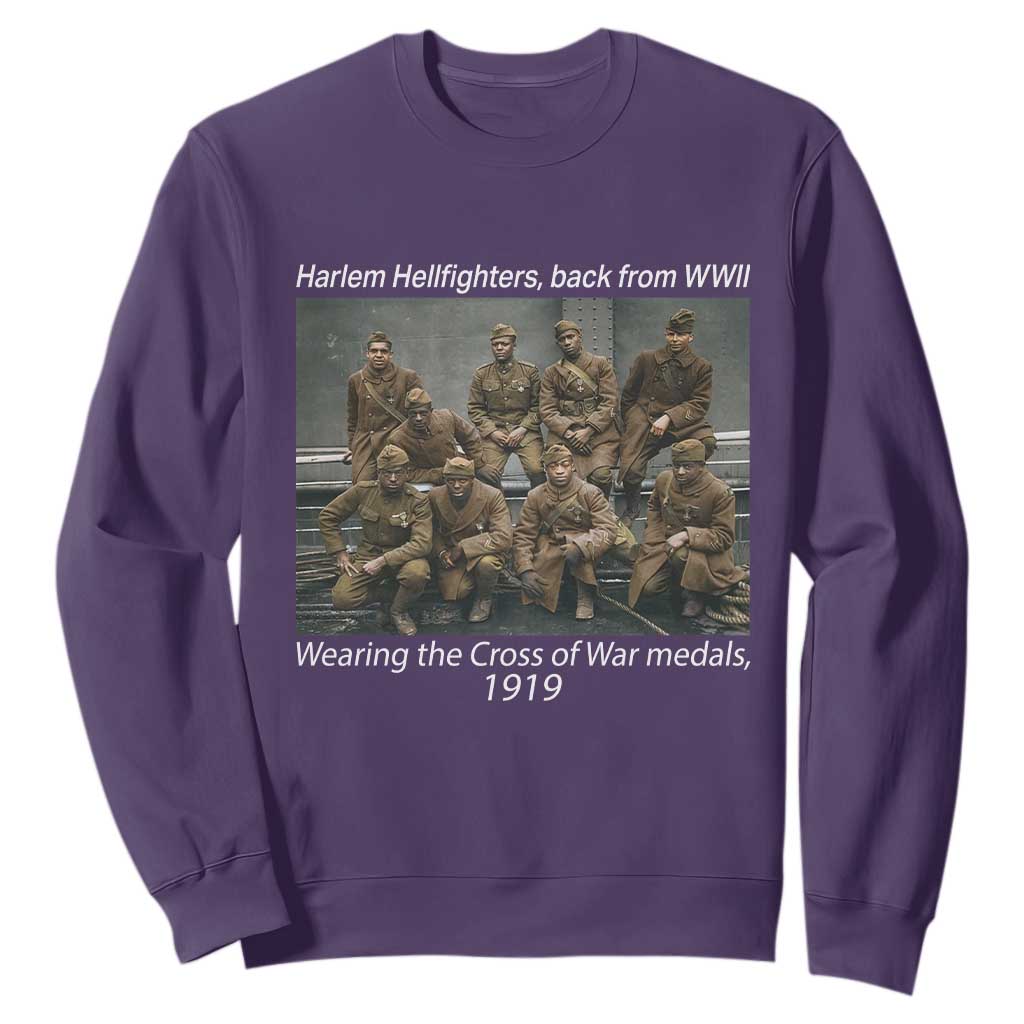 Harlem Hellfighters 1919 WWII Heroes Sweatshirt Cross of War Medal African American Black History - African Pride