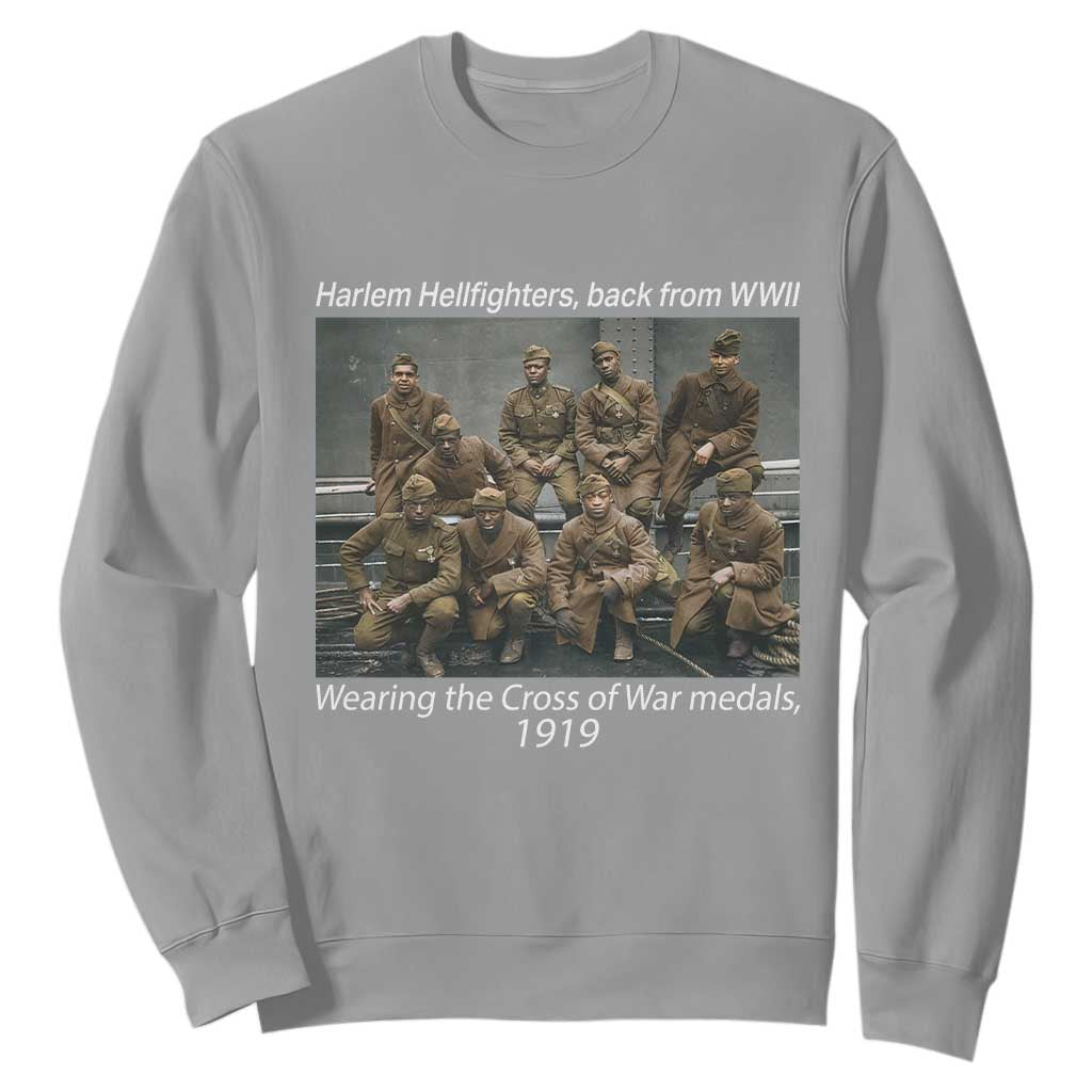 Harlem Hellfighters 1919 WWII Heroes Sweatshirt Cross of War Medal African American Black History - African Pride