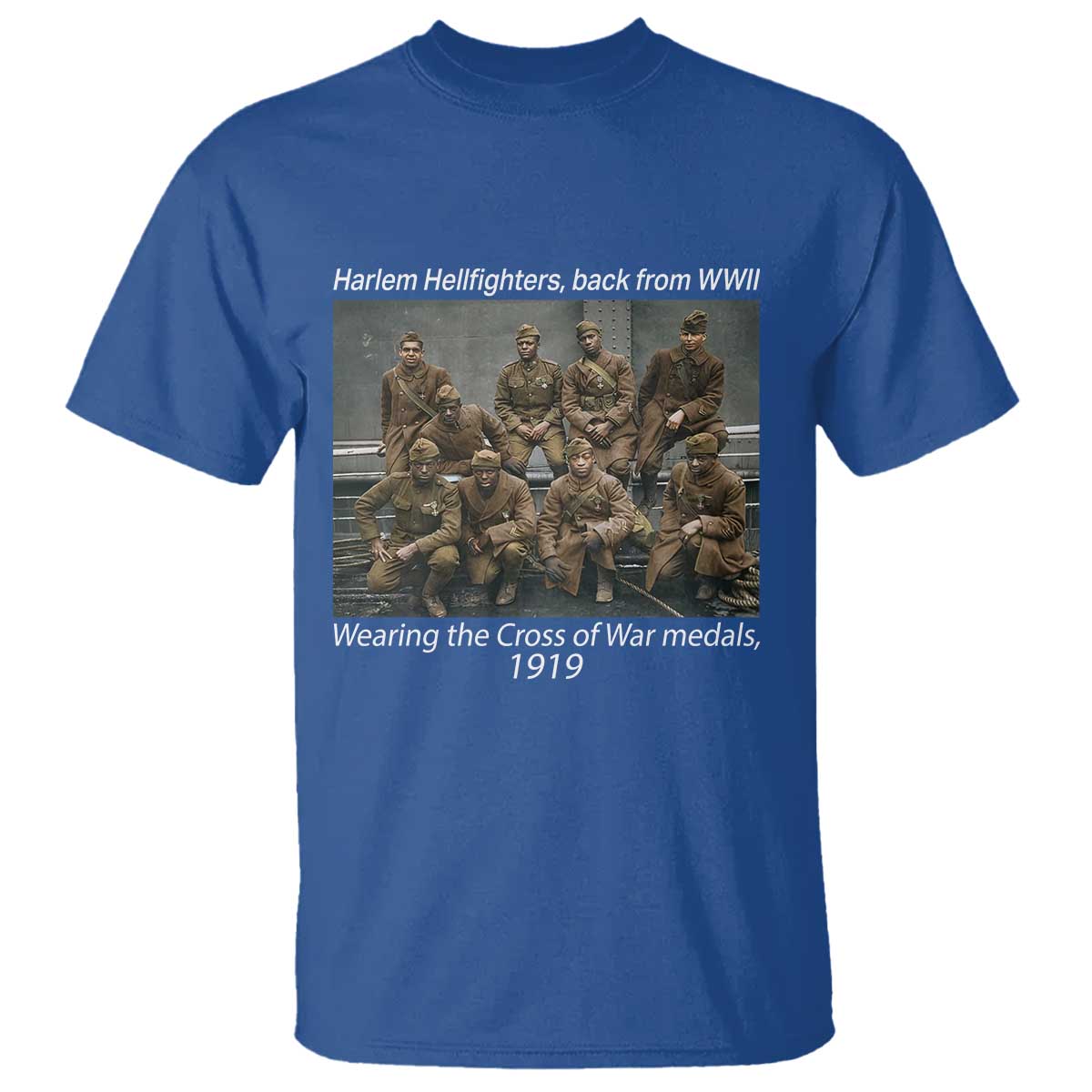 Harlem Hellfighters 1919 WWII Heroes T Shirt Cross of War Medal African American Black History - African Pride