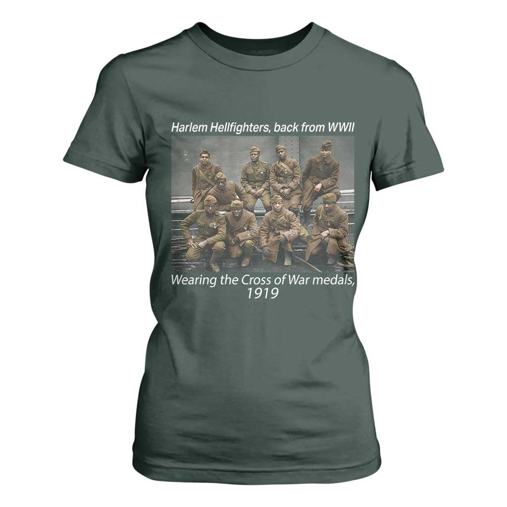 Harlem Hellfighters 1919 WWII Heroes T Shirt For Women Cross of War Medal African American Black History - African Pride