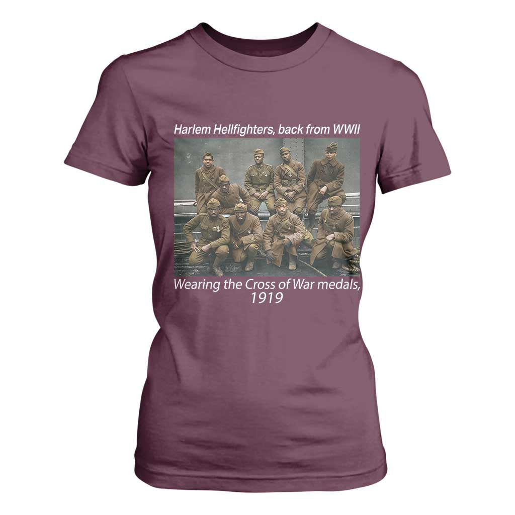 Harlem Hellfighters 1919 WWII Heroes T Shirt For Women Cross of War Medal African American Black History - African Pride