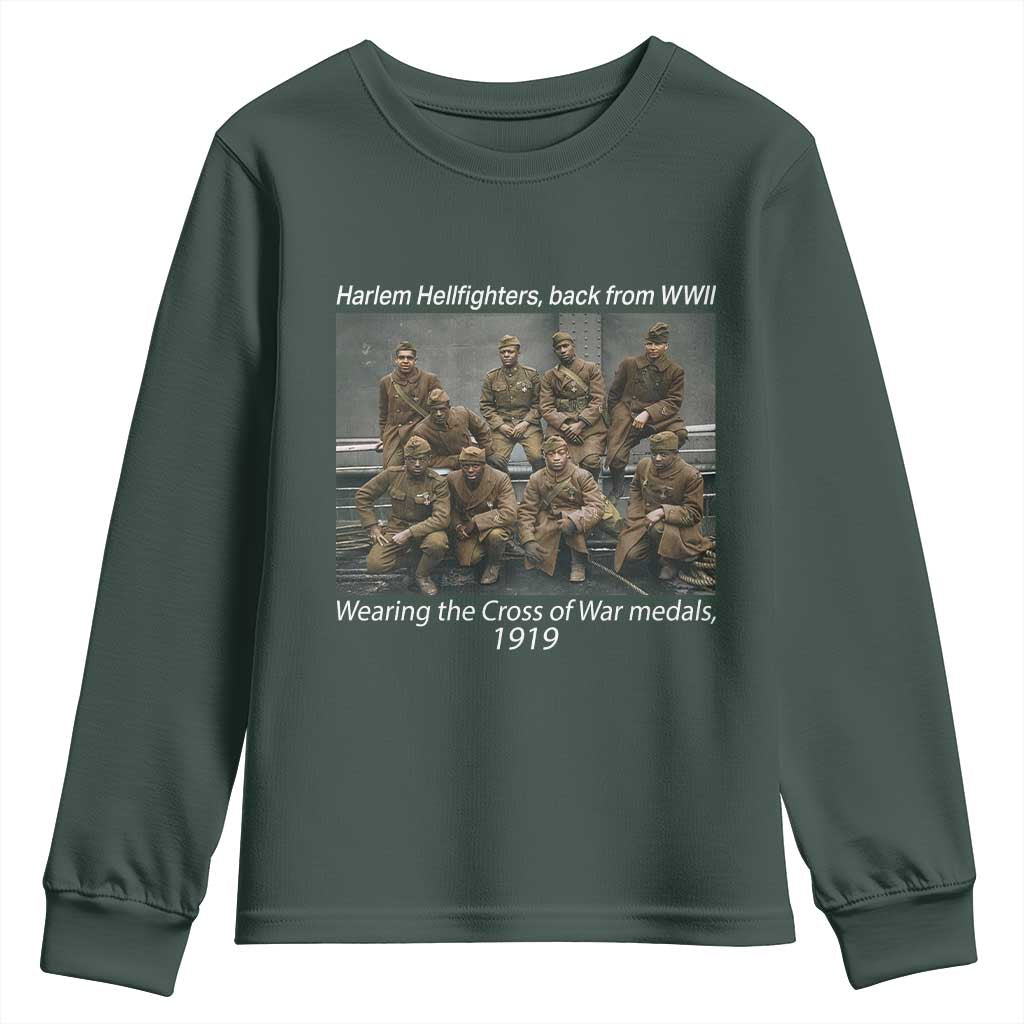 Harlem Hellfighters 1919 WWII Heroes Youth Sweatshirt Cross of War Medal African American Black History - African Pride