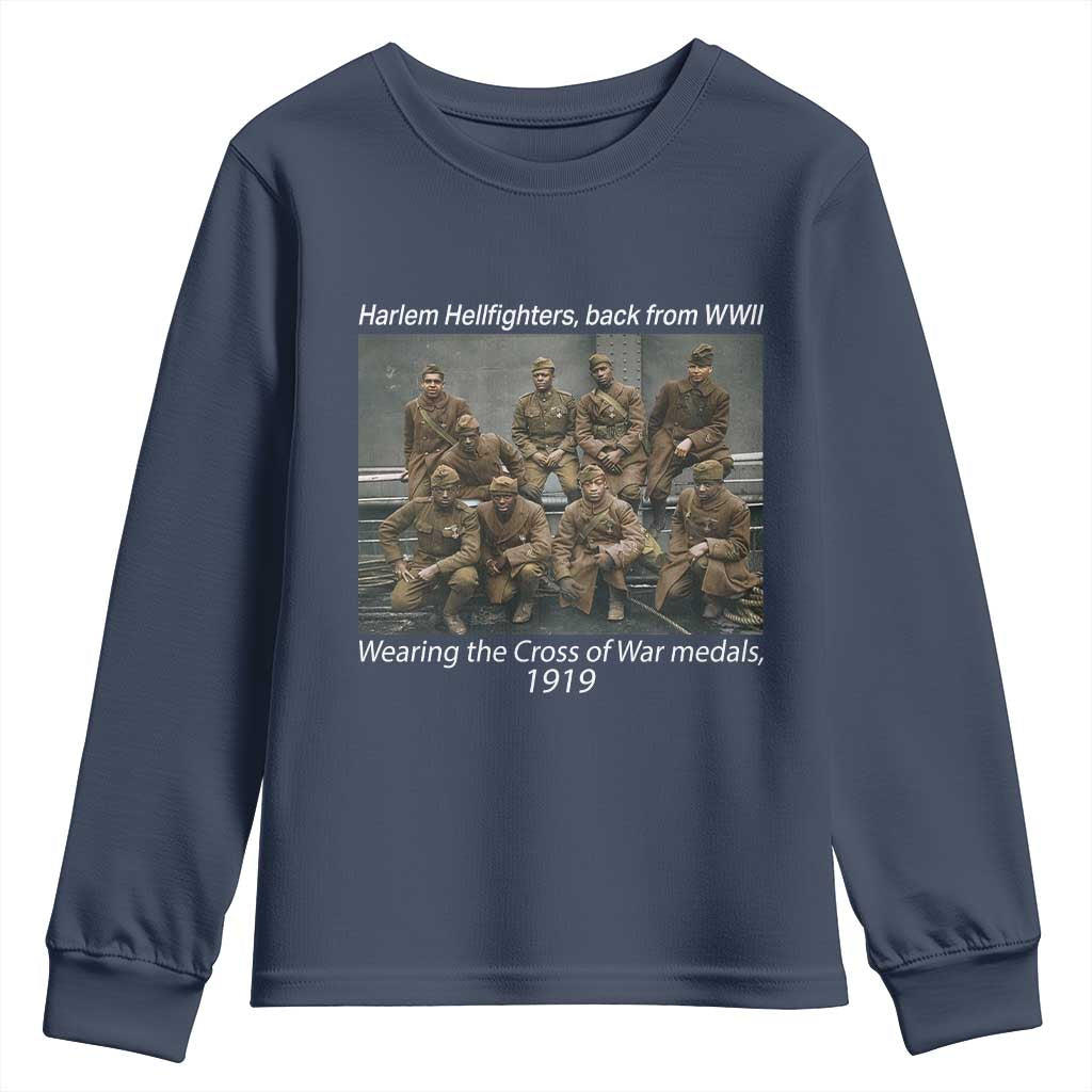 Harlem Hellfighters 1919 WWII Heroes Youth Sweatshirt Cross of War Medal African American Black History - African Pride