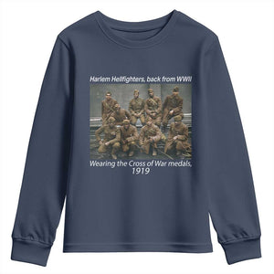 Harlem Hellfighters 1919 WWII Heroes Youth Sweatshirt Cross of War Medal African American Black History - African Pride