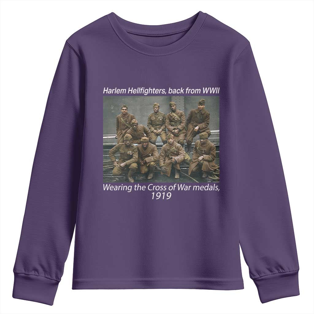 Harlem Hellfighters 1919 WWII Heroes Youth Sweatshirt Cross of War Medal African American Black History - African Pride