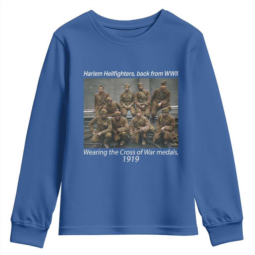Harlem Hellfighters 1919 WWII Heroes Youth Sweatshirt Cross of War Medal African American Black History - African Pride