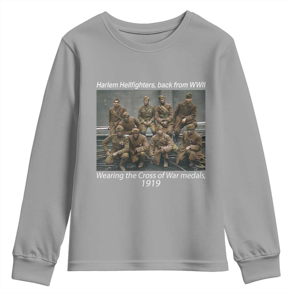 Harlem Hellfighters 1919 WWII Heroes Youth Sweatshirt Cross of War Medal African American Black History - African Pride