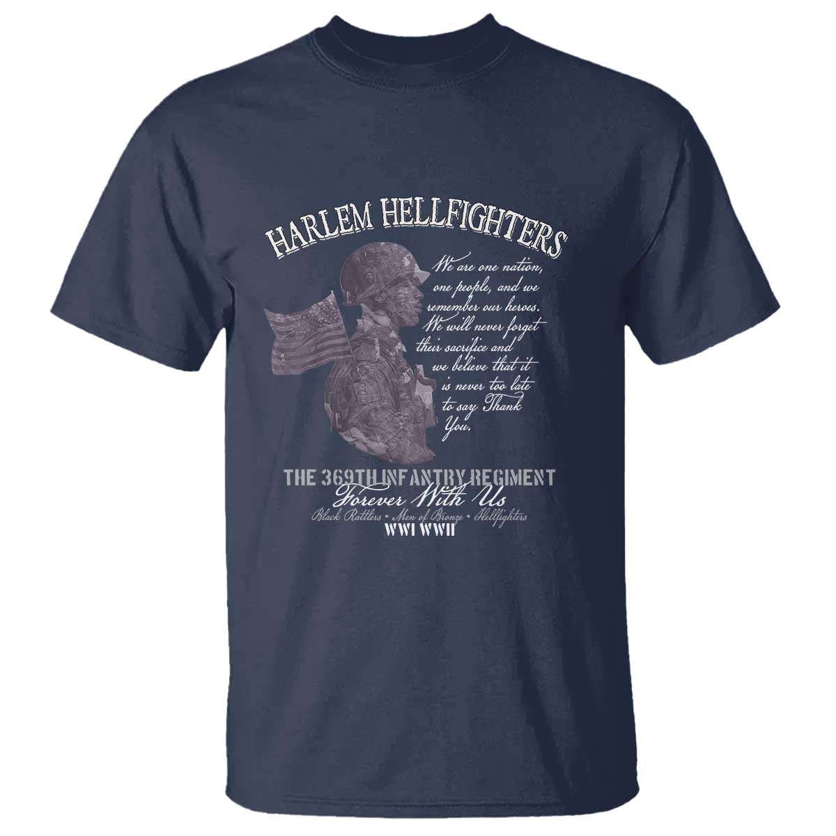 Harlem Hellfighters Tribute T Shirt 369th Infantry Regiment Military Soldiers Vintage - African Pride