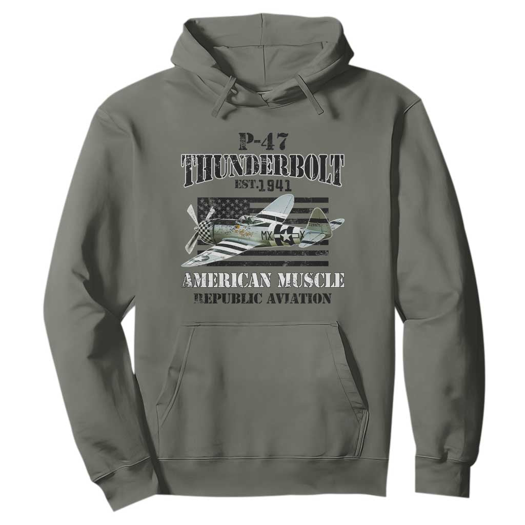 P-47 Thunderbolt WWII Airplane Hoodie American Muscle Vintage