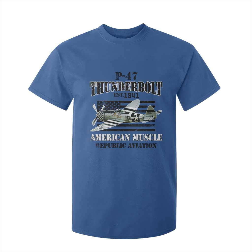 P-47 Thunderbolt WWII Airplane T Shirt For Kid American Muscle Vintage
