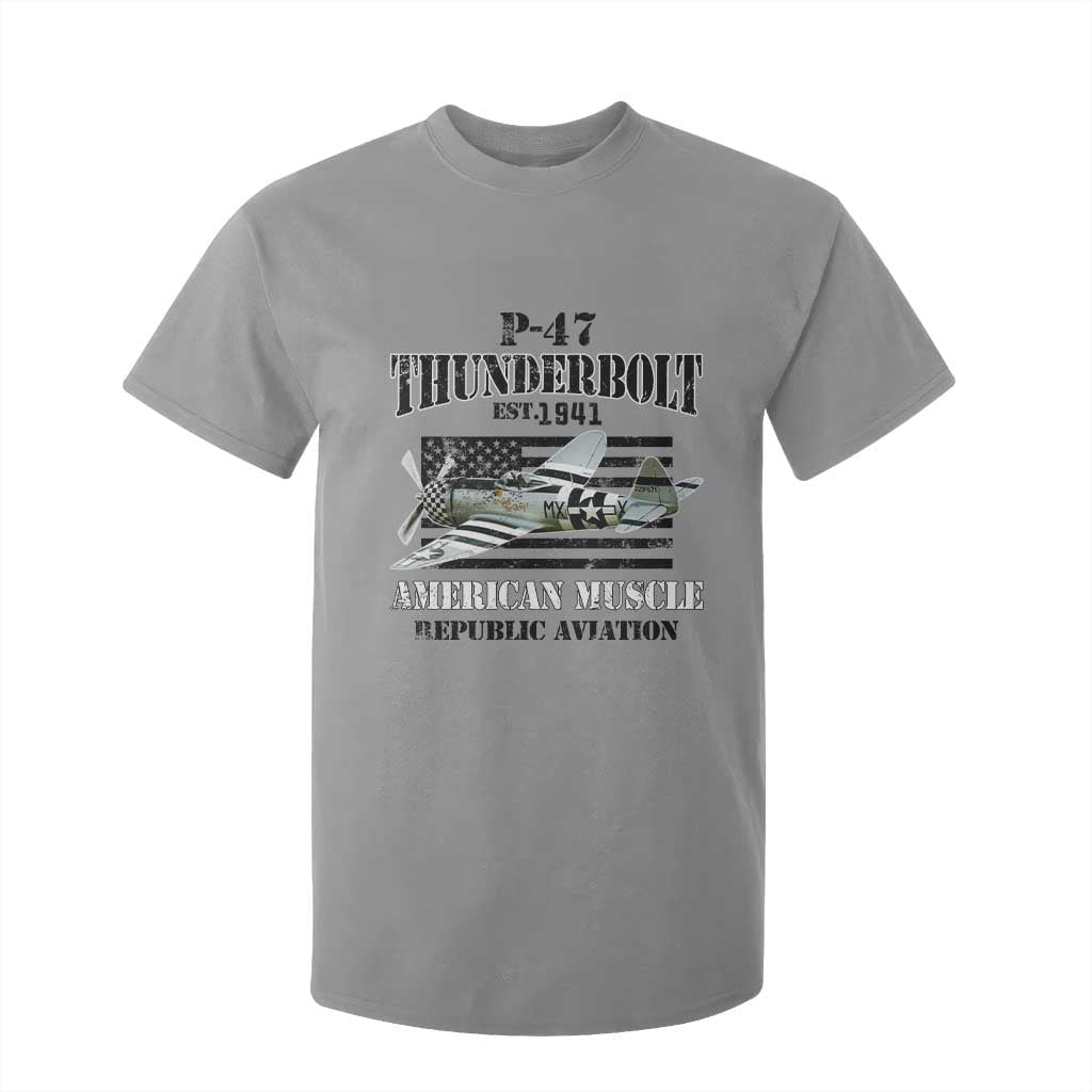 P-47 Thunderbolt WWII Airplane T Shirt For Kid American Muscle Vintage
