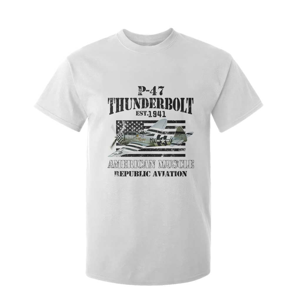 P-47 Thunderbolt WWII Airplane T Shirt For Kid American Muscle Vintage