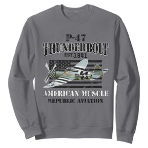 P-47 Thunderbolt WWII Airplane Sweatshirt American Muscle Vintage